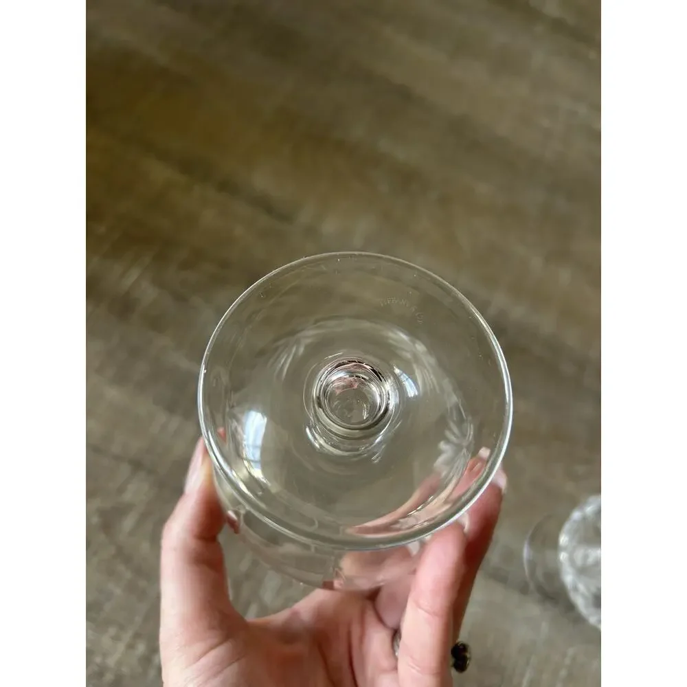 Vintage Tiffany & Co Crystal Newport Brandy Cognac Snifters 5” PAIR Etched